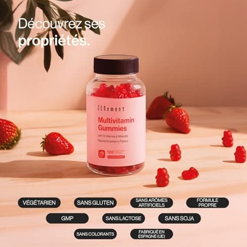 Zenement Multivitamines et Minéraux pour Enfants et Adultes 120 Gummies - 13 Vitamines & Minéraux | Végétarien, Sans Glu