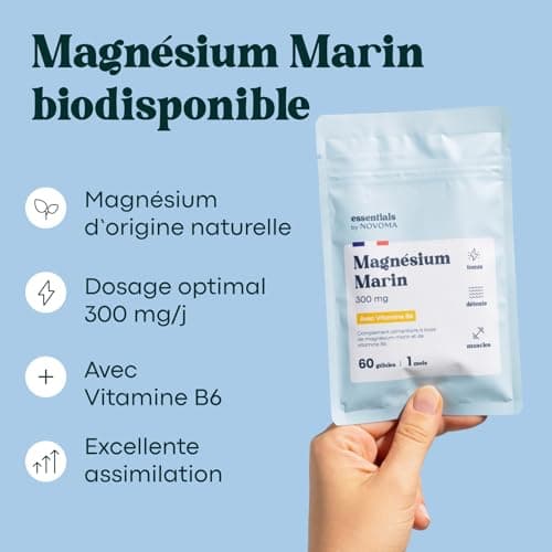 Magnésium Marin + Vitamine B6 : Combattre la Fatigue et le Stress - Cure de 1 Mois (60 Gélules Végétales) - Magnesium Pu