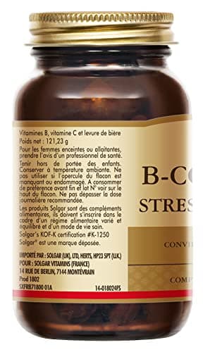 Solgar B-Complex Stress Formula - Fatigue, Système nerveux - Complexe de vitamines B (B1, B2, B3, B5, B6, B8 et B12), le