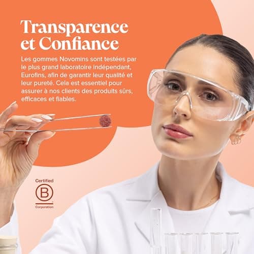 Novomins Gummies Vita C 250mg sans sucre – Immunité renforcée – 60 gélules véganes pour adultes avec bioflavonoïdes, cyn