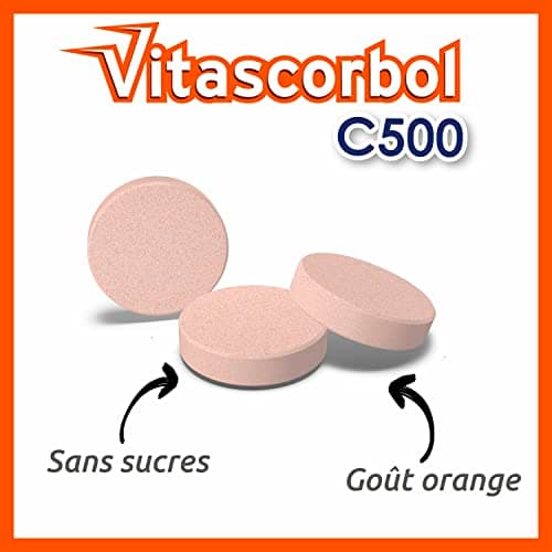 VITASCORBOL - Complément alimentaire vitamine C 500 mg - Fatigue et système immunitaire - 24 comprimés à croquer - Boost
