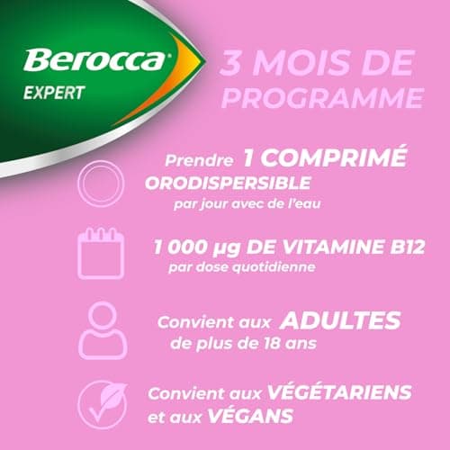 Berocca Expert Vitamine B12 Méthylcobalamine 1000 µg – Énergie, Réduction de la Fatigue, Système Nerveux & Immunitaire –