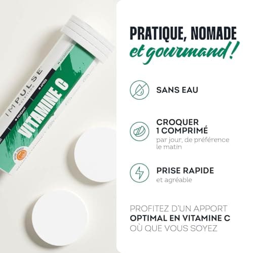 Vitamine C 1000mg à Croquer - Antioxydant Puissant, Anti-Fatigue, Immunité & Énergie - Complément alimentaire Sport & Bi
