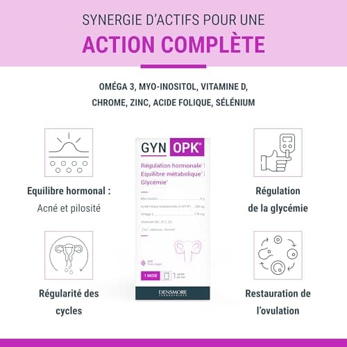 Densmore GYN'OPK Régulation hormonale et Glycémie SOPK Complément alimentaire Omega 3, Myo inositol, Acide folique, Zinc