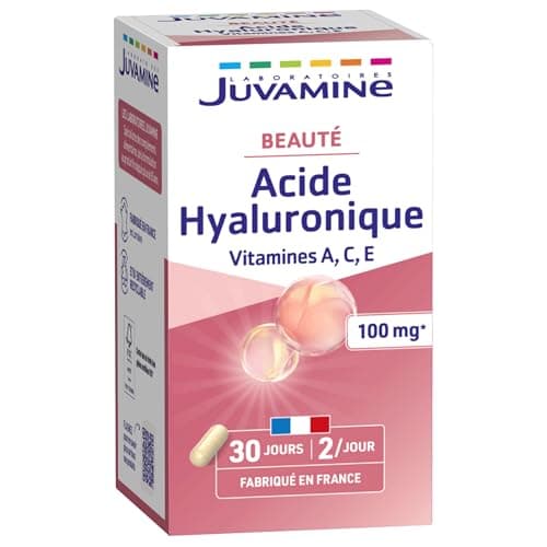 JUVAMINE Acide Hyaluronique + Vitamines A,C,E - Gelules Végétales pour Beauté de la Peau - Programme 30 Jours 60 Gélules