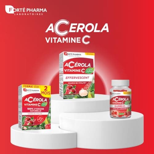 Forté Pharma - Acérola Effervescente Vitamine C | Complément Alimentaire Naturel Anti Fatigue | Pour Tous | À Boire | 20