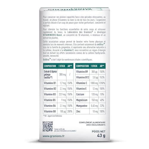 Multivitamines Vitamineris BOOST GRANIONS - 10 Vitamines & 4 Minéraux - Goût Pomme - Fabriqué en France