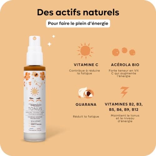 SPRAY BOOST ENERGIE | Réduit la Fatigue et Soutient les Performances | Gout Agrumes | Vitamine C, Acérola, Guarana et Pl