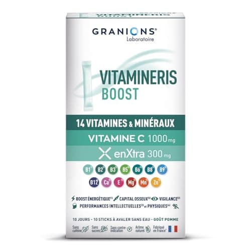 Multivitamines Vitamineris BOOST GRANIONS - 10 Vitamines & 4 Minéraux - Goût Pomme - Fabriqué en France