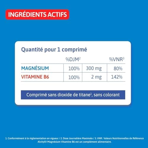 Magnésium et Vitamine B6 Alvityl - Libération Prolongée - Stress et Fatigue - Comprimés Marine 120 Jours