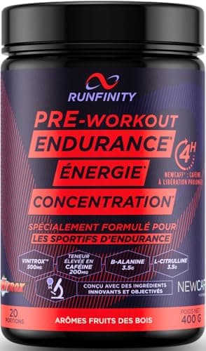 Runfinity Pre Workout - Booster d'Énergie pour Durée Longue : 4 Heures d'Efficacité - Performances Sportives Maximales -