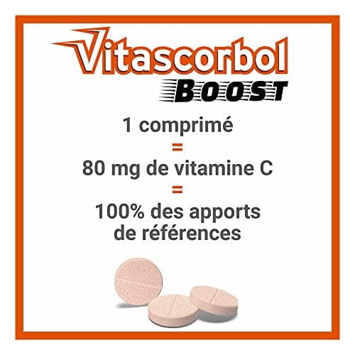 VITASCORBOL Multivitamines Comprimés Effervescents Goût Orange - Boost Physique et Intellectuel - 20 Comprimés