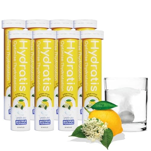 HYDRATIS - Pastilles Hydratation Electrolytes Citron/Fleur de Sureau - Améliore l'Hydratation et Favorise l'Énergie - Fo — 8 TUBES