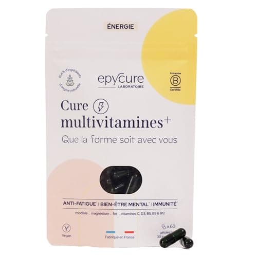 EPYCURE - Multivitamines Combat Fatigue Physique & Mentale, Réduit Stress - 87% Naturel Rhodiole, Magnésium, Vitamines B