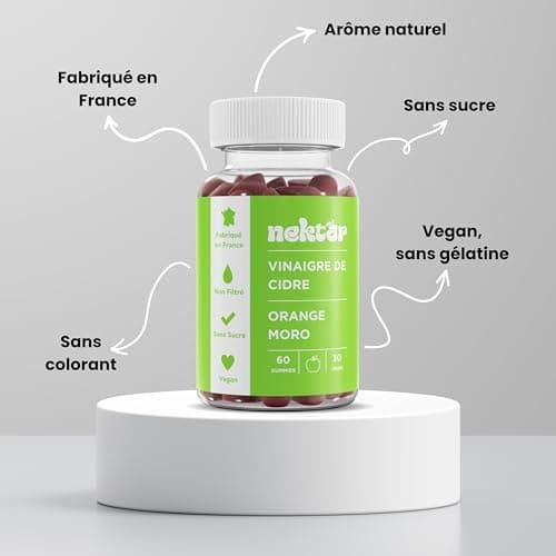 Nektar Gummies Vinaigre de Cidre | Perte de Poids, Digestion & Énergie | Sans Sucre, Vegan