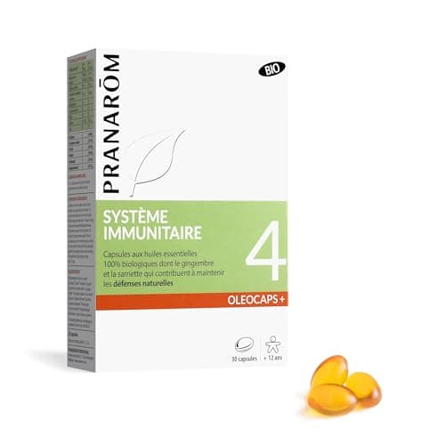 PRANARÔM Oléocaps Système Immunitaire Huiles Essentielles Ciblées aux Élémentaires Eucalyptus Radié, Citron, Gingembre,