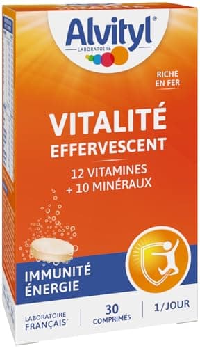 Alvityl Comprimés effervescents Vitalité - 12 Vitamines et 10 Minéraux pour Adultes dès 12 ans - 30 Comprimés  
Alvityl