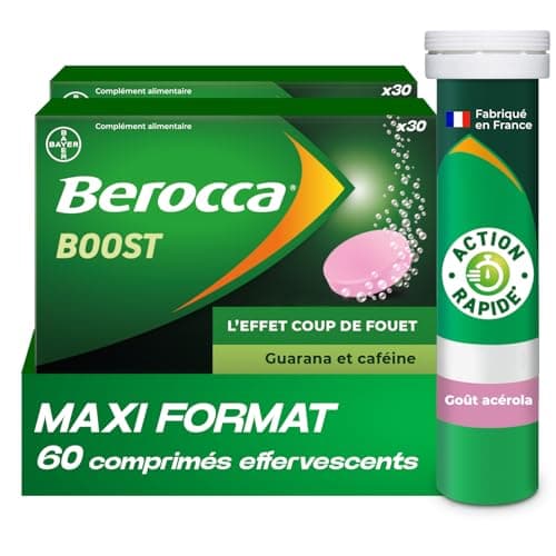 Berocca® Boost - Coup de fouet - Réduit la Fatigue - Vitamine B12, Guarana, Caféine, Vitamine C et Magnésium - Goût Acér