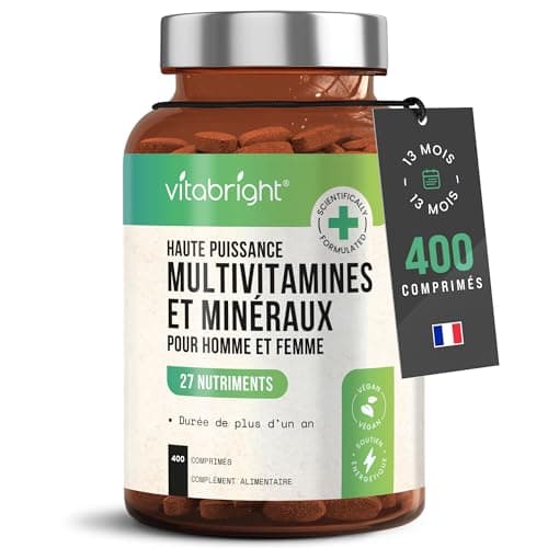 Multivitamines et Minéraux 400 Comprimés Femme/Homme, Complément Alimentaire Anti-Fatigue Immunité Adulte, Cure Vitamine