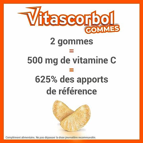 [VITASCORBOL - Vitamine C - Ingrédients Vegan - 45 Gommes]  
[VITASCORBOL - Complément alimentaire - Ingrédients Vegan -