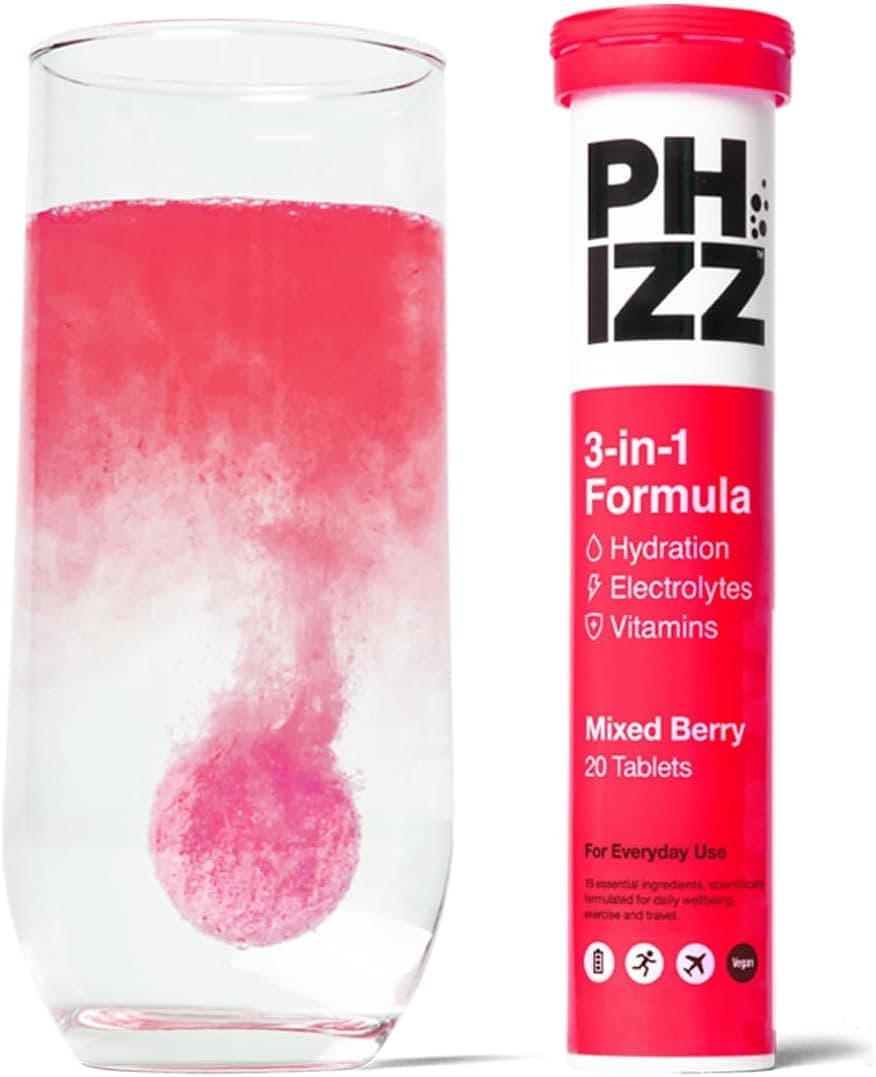 Electrolytes Phizz Multivitamines Comprimés d'hydratation Effervescents - 18 Vitamines Minéraux Vitamine C Végane Végéta