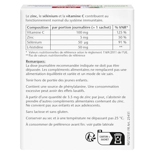 Doppelherz Immun Plus Direct – Zinc, Sélénium et Vitamine C pour le Système Immunitaire – 20 Sachets