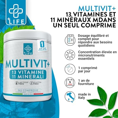 PiùLife Multivitamines & Minéraux Pour Toute la Famille - Immunité Hivernale avec Vitamine D, C, B, Calcium, Zinc, Fer,