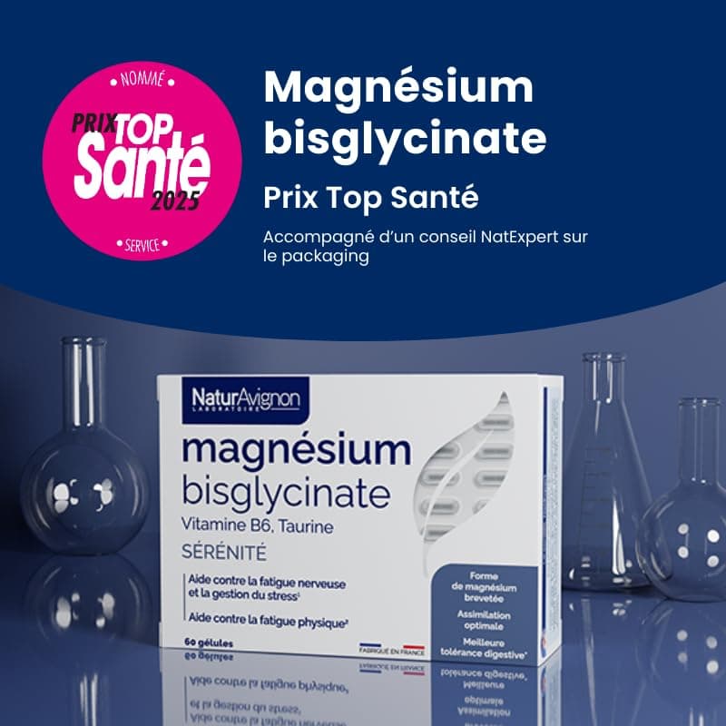 Vitamine Magnésium Bisglycinate NaturAvignon - Épuisement Intense Anti-Stress Anxiété - Vitamine B6 Taurine Haute Absorp