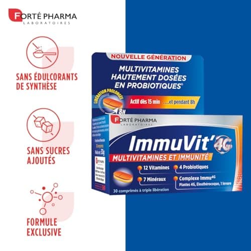Forté Pharma - Complément Alimentaire Immunité et Vitalité 12 Vitamines, 7 Minéraux et 4 Ferments - 30 Comprimés Tri-cou
