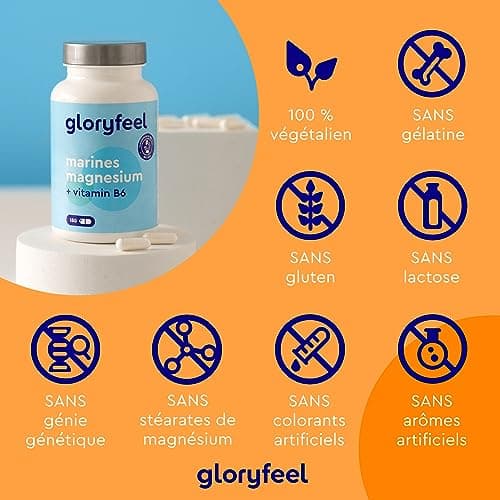 Magnésium Marin et Vitamine B6 pour Combattre la Fatigue, 360 mg/jour, Gélules Végétales, 3 Mois de Cure, Laboratoires T