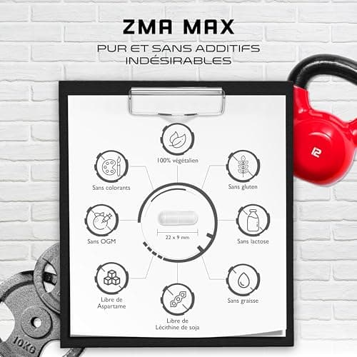 ZMA MAX - Dose extra haute - Zinc + Magnésium + Vitamine B6 - Vegan - 180 capsules