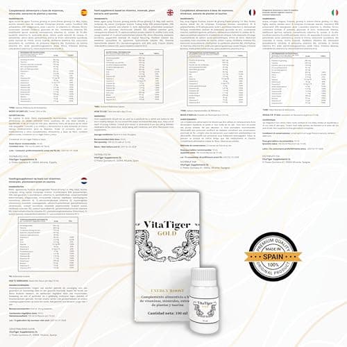 VitaTiger Gold – Multivitamines Liquides Énergie Bien-être Quotidien Ginkgo Cordyceps Taurine 10x10ml