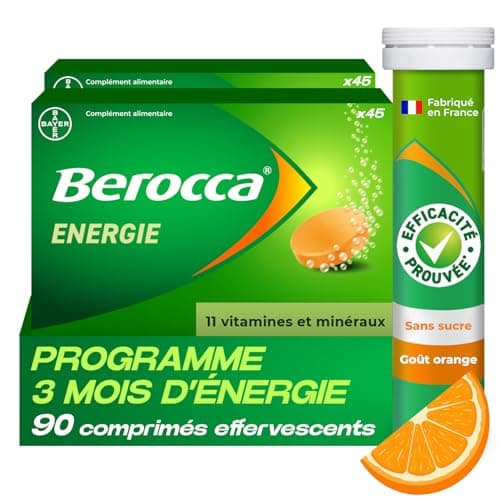 Berocca Energie Orange | Multivitamines et Minéraux | Vitamine C, B3, B5, B1, B12, Calcium, Magnésium et Zinc | Aide à r