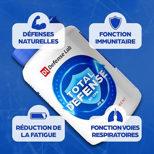 TOTAL DEFENSE Immunité Adulte Complément Alimentaire Defense Immunitaire avec Échinacée, Lactoferrine, Betaglucans, Zinc