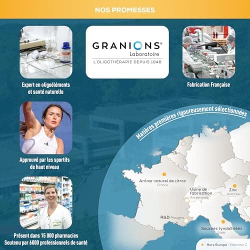 GRANIONS VITAMINERIS IMMUNITE | Vitamine C 1000mg, Vitamine A, 16 Vitamines et Minéraux, Immunité et Santé, Concentratio