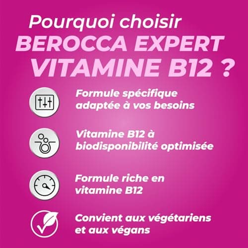 Berocca Expert Vitamine B12 Méthylcobalamine 1000 µg – Énergie, Réduction de la Fatigue, Système Nerveux & Immunitaire –