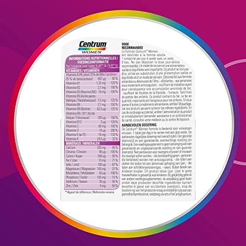 Centrum Multi Vitamines Femmes et Hommes, 13 Vitamines 10 Minéraux, 2x30 Comprimés Duo Pack Complément Alimentaire