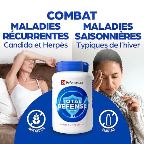 TOTAL DEFENSE Immunité Adulte Complément Alimentaire Defense Immunitaire avec Échinacée, Lactoferrine, Betaglucans, Zinc