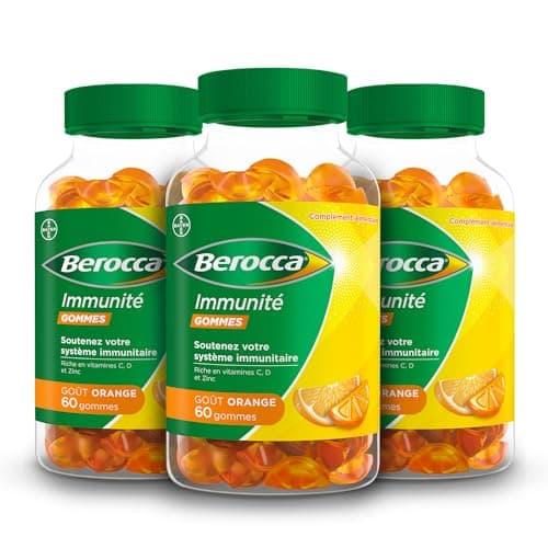 Berocca® Immunité Gommes - Multivitamines pour Adults - Soutient l'Immunité - Goût Orange 3x60 Gommes