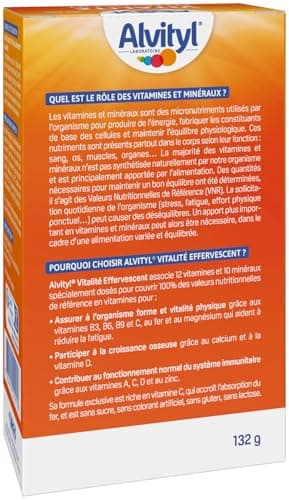 Alvityl Comprimés effervescents Vitalité - 12 Vitamines et 10 Minéraux pour Adultes dès 12 ans - 30 Comprimés  
Alvityl