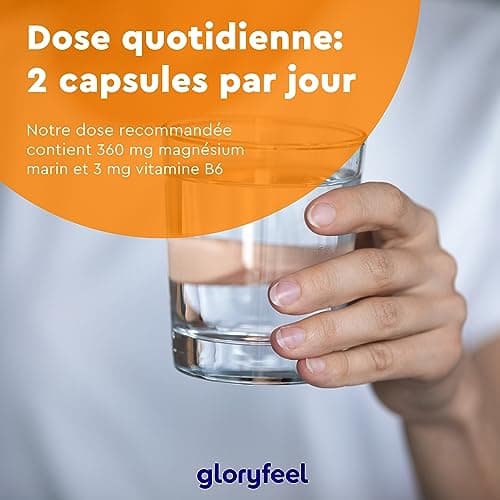Magnésium Marin et Vitamine B6 pour Combattre la Fatigue, 360 mg/jour, Gélules Végétales, 3 Mois de Cure, Laboratoires T
