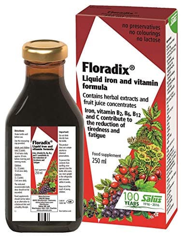 Salus Floradix® Fer + Plantes - Formulaire liquide anti-fatigue enriqueci en vitamine C pour une bonne absorption - 250