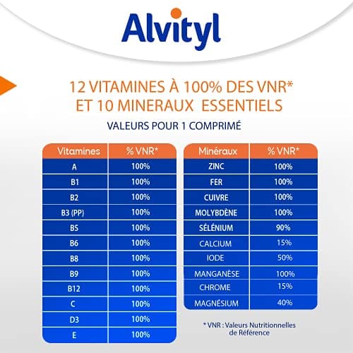 Alvityl Comprimés effervescents Vitalité - 12 Vitamines et 10 Minéraux pour Adultes dès 12 ans - 30 Comprimés  
Alvityl