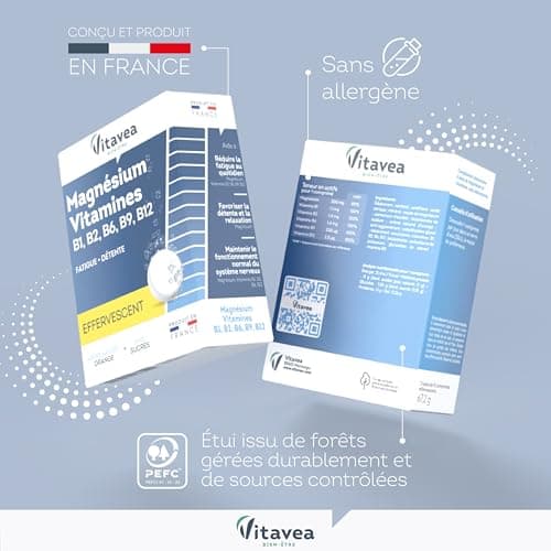 VITAVEA BIEN-ETRE - Magnésium - Vitamines B1. B| B6. B9. B12 - Réduction de la Fatigue - Détente et Relaxation - 24 Comp