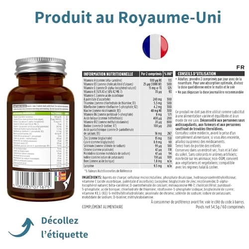 Multivitamines pour Hommes avec Lycopène, Zinc, Vitamine D3 Methylée, B6 & B12 Methylées pour Énergie, Immunité et Santé
