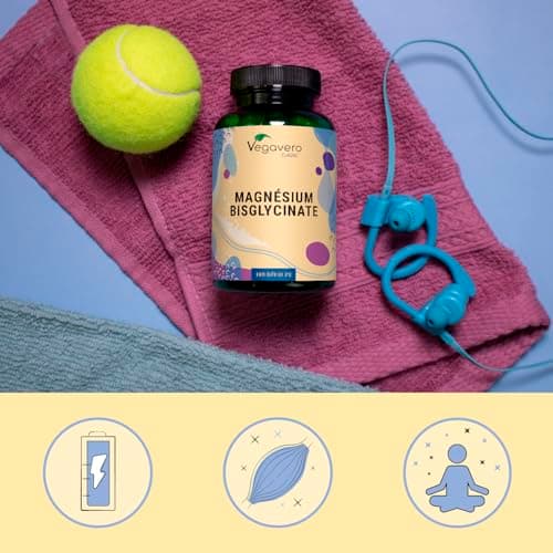Vegavero® Magnésium Bisglycinate 300 mg + Haute Biodisponibilité | Anti Fatigue + Stress + Sommeil | 180 Gélules Vegan &