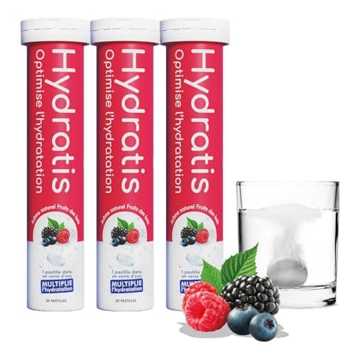 HYDRATIS - Pastilles Effervescentes Riche en Minéraux - Faible en Sucre - Pour Sport & Récupération - 20 Pastilles — 3 TUBES