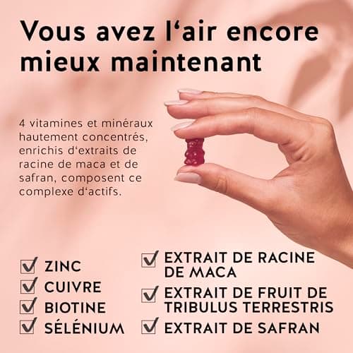 Bears with Benefits Gummies Maca 300 MG - Énergie et Vitalité pour Hommes Actifs - Avec Tribulus Terrestres, Zinc et Saf