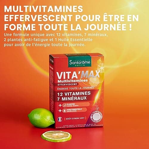Santarome Bio Vita'max Multivitamines Effervescent 12 Vitamines 7 Minéraux Complément Alimentaire Tonus Vitalité 20 Comp