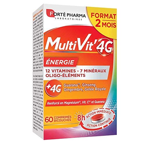 Forté Pharma - Multivit' 4G Energie - Forme et Tonus - Combattre la fatigue et l'irritabilité - 30 comprimésBi-couches — Multivit'4G Energie 60 comprimés